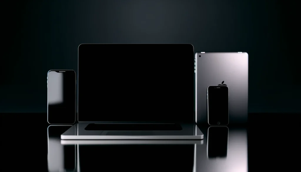 Een MacBook, iPad en 2 iPhones, symboliseert een responsieve website.