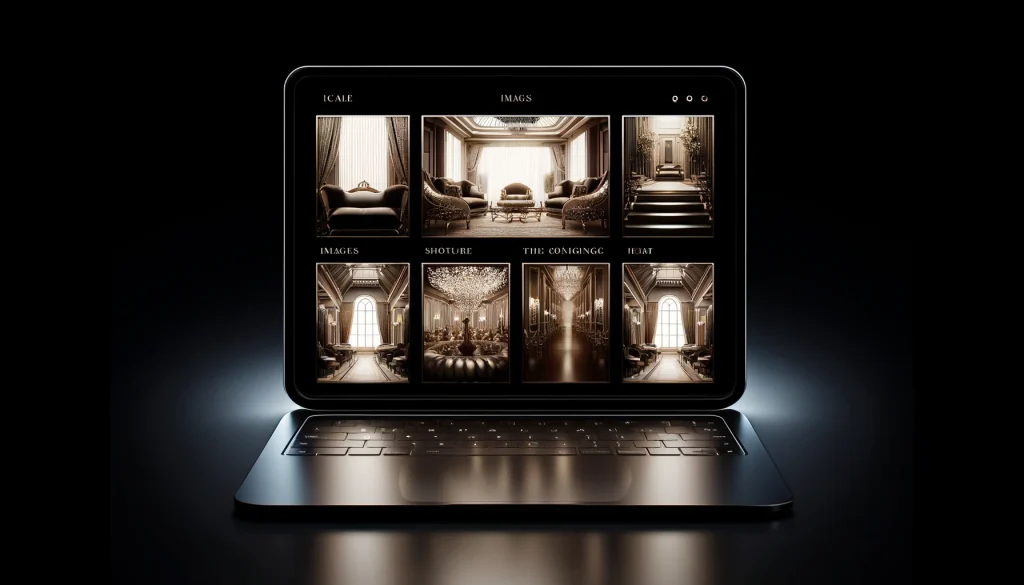 MacBook toont 7 afbeeldingen op het scherm, symboliseert snel wijzigen van content.