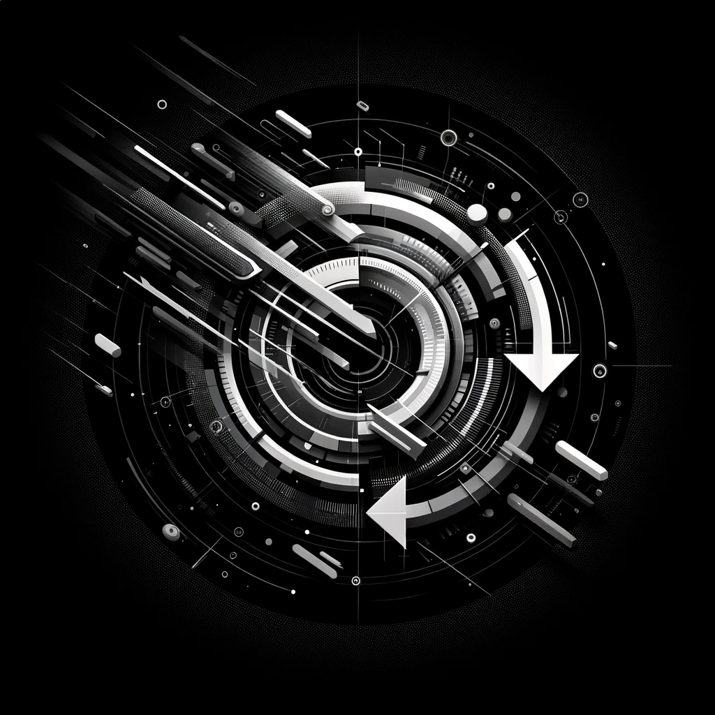 Digitale cirkel met pijlen, symboliseert dat onderhoud de website soepel houdt.